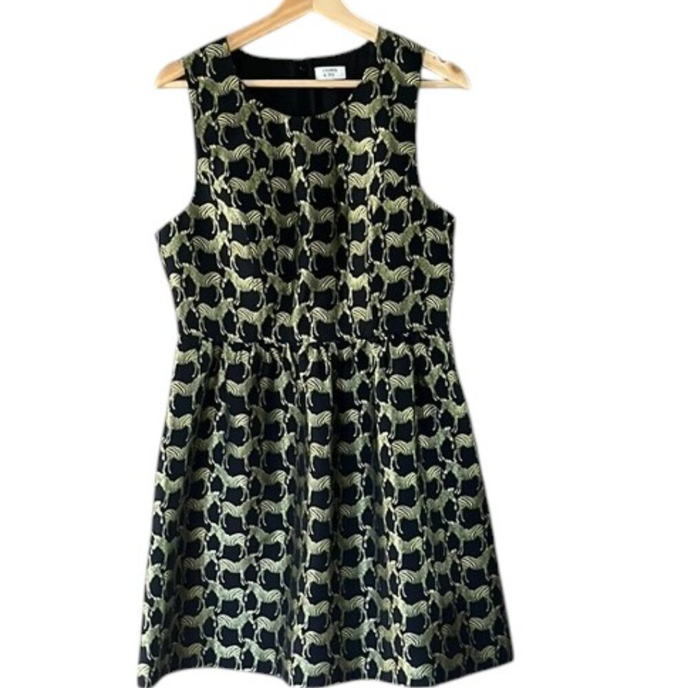 Crown & Ivy Black and Gold Zebra Patterned Mini Dress - Size 12